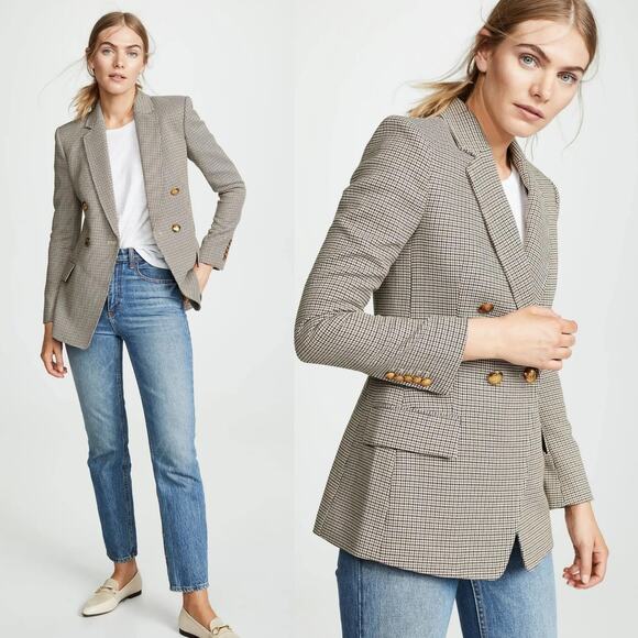 A.L.C. Sedgwick II Double Breasted Gold Button Houndstooth Tailored Blazer 8 - Picture 8 of 13